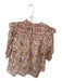 Aureum Size S Pink & Cream Cotton Floral Ruffles Half Sleeve Key Hole Back Top Pink & Cream / S
