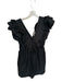 Entro Size S Black Cotton Blend V Neck Ruffle Top Mini Side Zip Dress Black / S