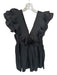 Entro Size S Black Cotton Blend V Neck Ruffle Top Mini Side Zip Dress Black / S
