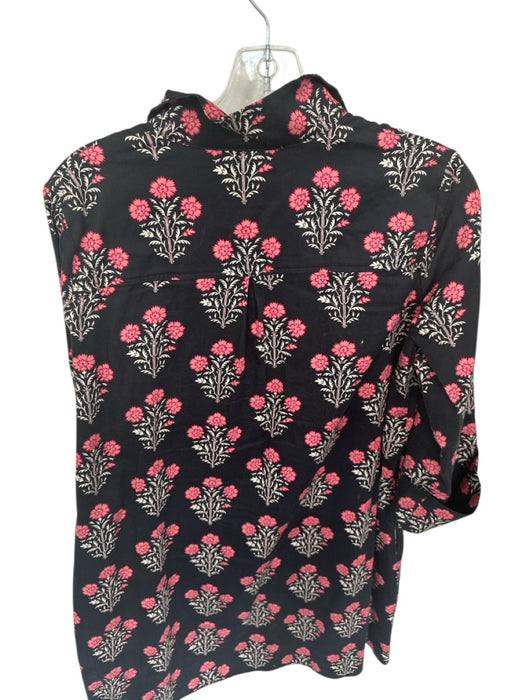 Tuckernuck Size S Black & Pink Cotton Long Sleeve Flowers Collar Dress Black & Pink / S