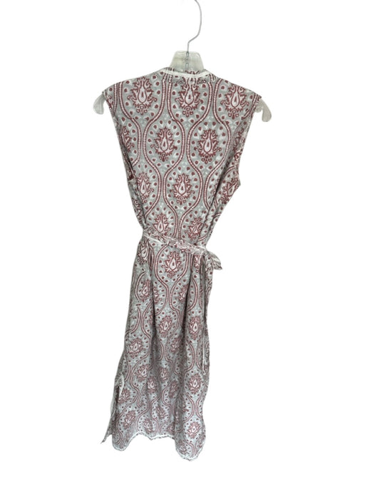 Sue Sartor Size Est S Gray & Maroon Cotton Sleeveless Block Print Buttons Dress Gray & Maroon / Est S