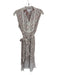 Sue Sartor Size Est S Gray & Maroon Cotton Sleeveless Block Print Buttons Dress Gray & Maroon / Est S