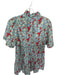 Tuckernuck Size S Blue & Red Cotton Long Sleeve Flowers Ruffle collar Dress Blue & Red / S