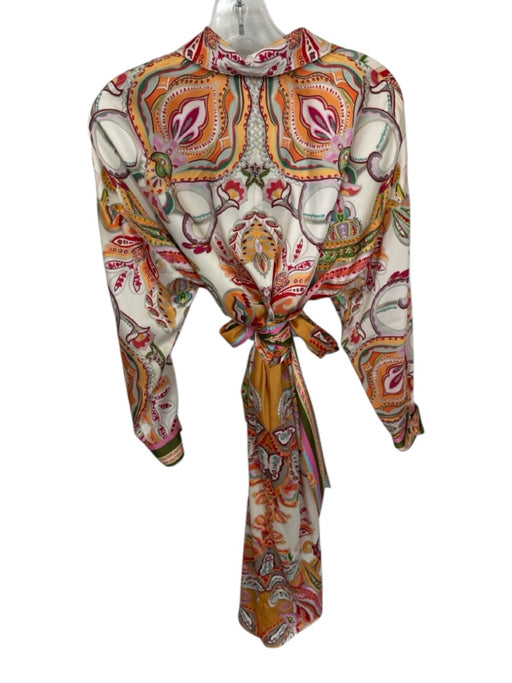 Antonio Melani Size 6 Orange & Multi Polyester Long Sleeve Paisley Dress Orange & Multi / 6