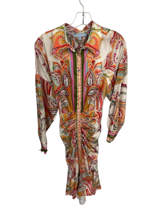 Antonio Melani Size 6 Orange & Multi Polyester Long Sleeve Paisley Dress Orange & Multi / 6