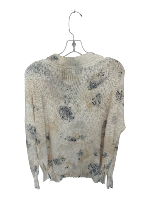Pilcro Size S Cream & Blue Cotton Long Sleeve Flowers Knit Sweater Cream & Blue / S