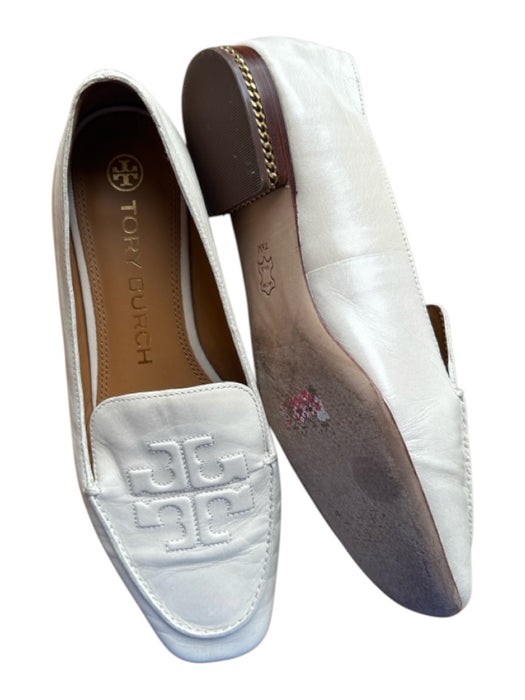 Tory Burch Shoe Size 7.5 Cream Leather Logo Loafers Cream / 7.5