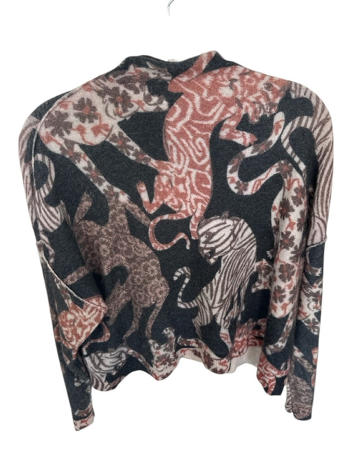 Pilcro Size S Black & Brown Cashmere Mock Neck Animals Long Sleeve Sweater Black & Brown / S