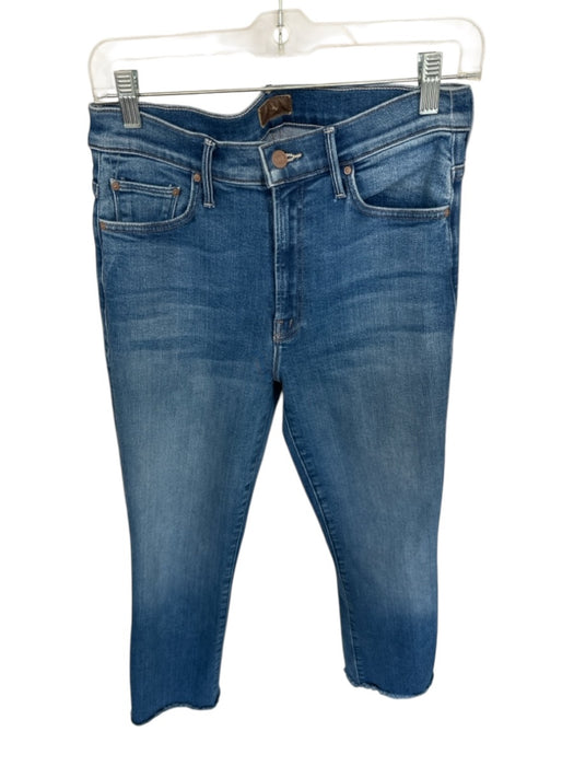 Mother Size 29 Med Light Wash Cotton Blend High Waist Wide Leg Cropped Jeans Med Light Wash / 29