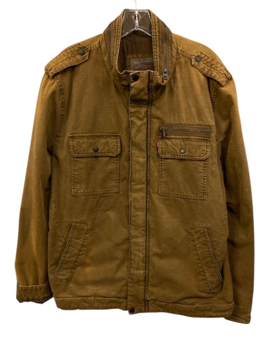 Levis Size L Tan Cotton Blend Solid Zip UP Men's Jacket Tan / L