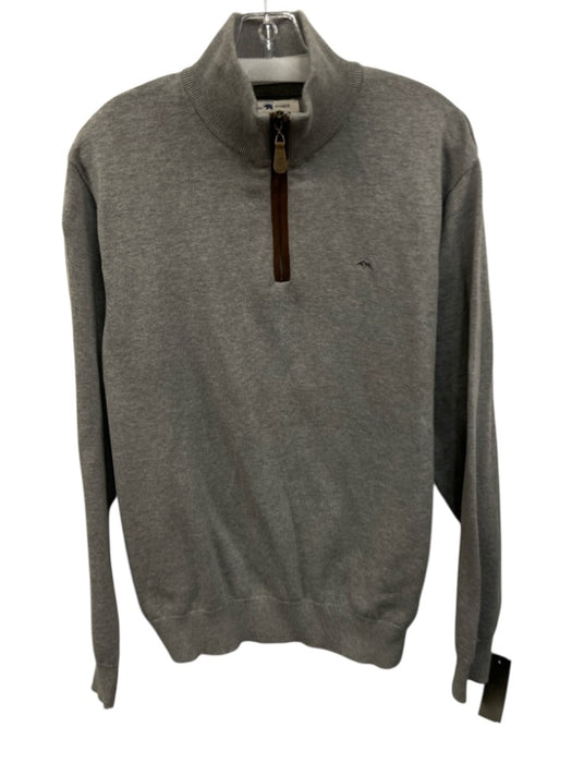 Onward Reserve Size M Gray Cotton Solid Knit Quarter Zip Men's Sweater Gray / M
