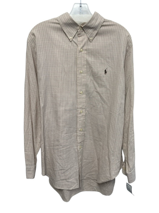Ralph Lauren Size M Beige Cotton Blend Plaid Button Up Men's Long Sleeve Shirt Beige / M