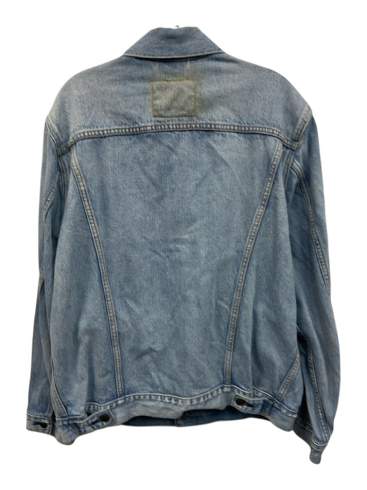 Levis Size L Light Wash Cotton Solid Trucker Denim Men's Jacket Light Wash / L
