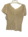 Ann Mashburn Size S Beige Cotton & Hemp Woven V Neck Short Sleeve Top Beige / S