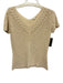 Ann Mashburn Size S Beige Cotton & Hemp Woven V Neck Short Sleeve Top Beige / S