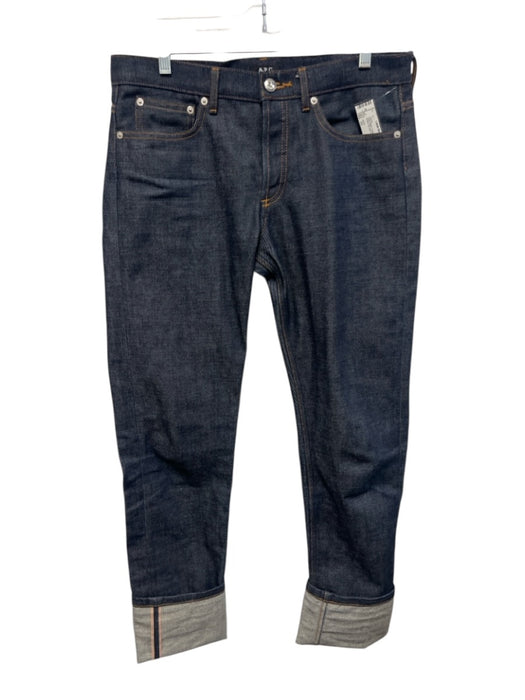 A.P.C Size 31 Dark Wash Cotton Cuffed Straight Button Fly mid rise Jeans Dark Wash / 31