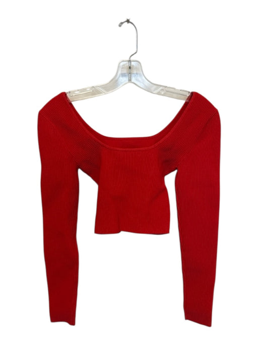 Aritzia Size XS Red Nylon Blend Ribbed Scoop Neck Long Sleeve Top Red / XS