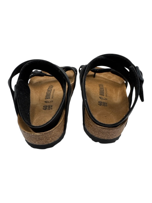 Birkenstock Shoe Size 9 Black Leather Cork Sole toe strap Ankle Buckle Sandals Black / 9