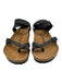 Birkenstock Shoe Size 9 Black Leather Cork Sole toe strap Ankle Buckle Sandals Black / 9