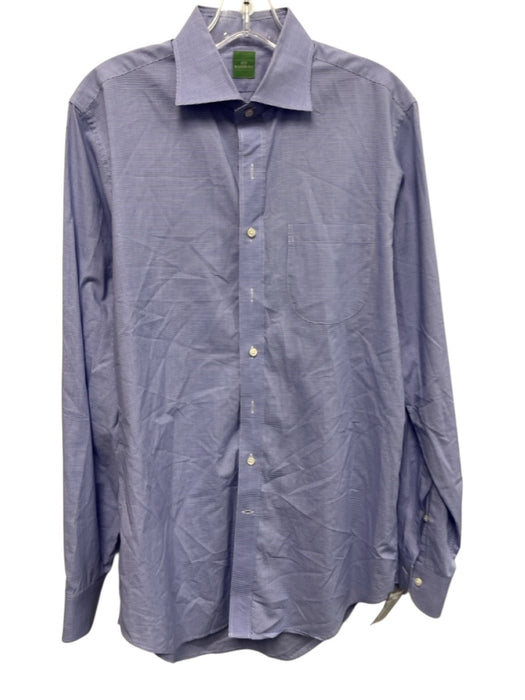 Sid Mashburn Size 15.5 Blue & White Cotton Micro Gingham Men's Long Sleeve Shirt Blue & White / 15.5