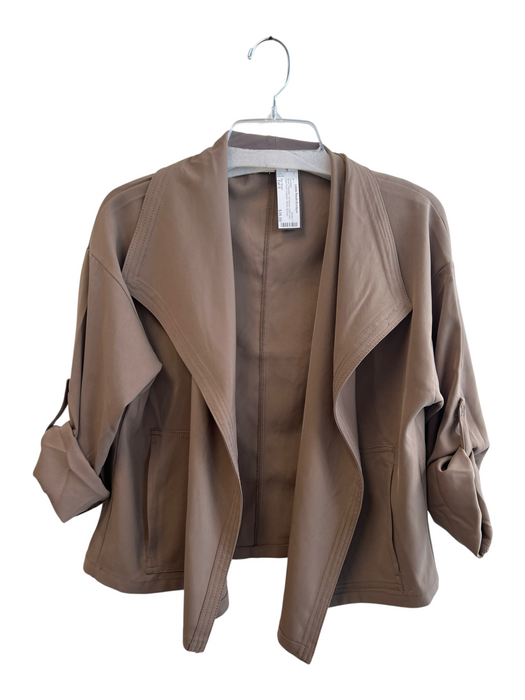 Max Studio Size Est S Brown Polyester 3/4 Sleeve solid color Open Front Cardigan Brown / Est S