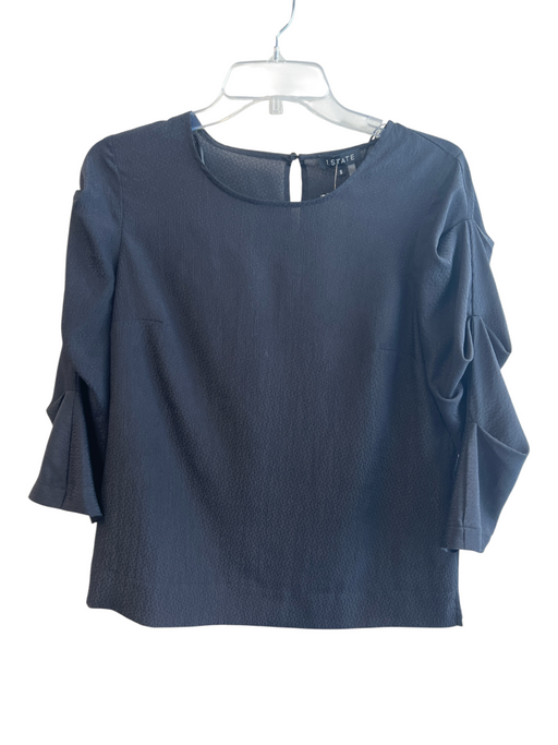 1. State Size S Black Polyester Long Sleeve solid color Key Hole back Top Black / S