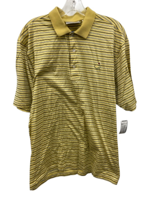 Augusta Natl Golf Size L Yellow & Blue Cotton Striped Polo Men's Short Sleeve Yellow & Blue / L