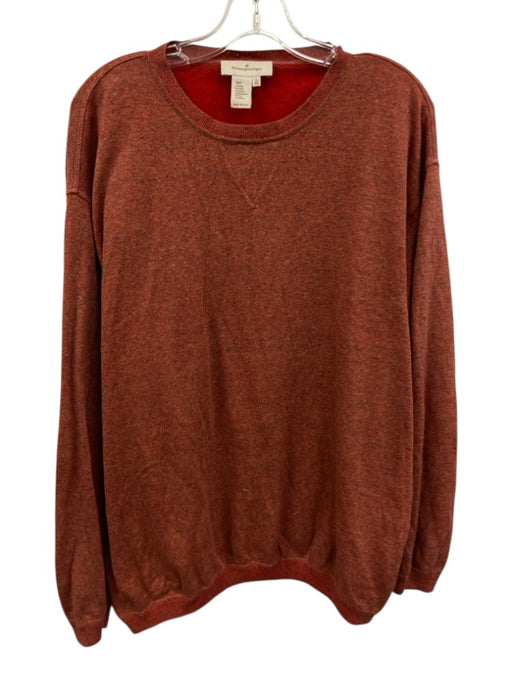 Zegna Size L Red Cotton Blend Solid Crew Neck Sweatshirt Men's Long Sleeve Shirt Red / L