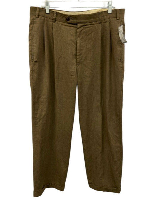 Billy Reid Size 34 Brown Wool Solid Dress Cuff Men's Pants Brown / 34