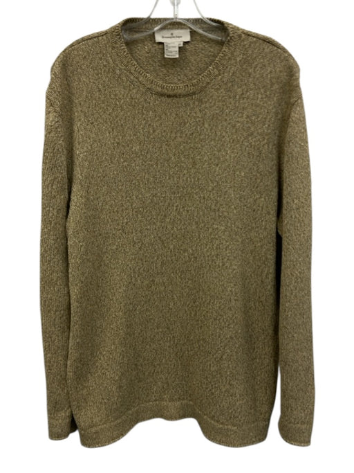 Zegna Size L Tan Cotton Blend Knit Crew Neck Men's Sweater Tan / L