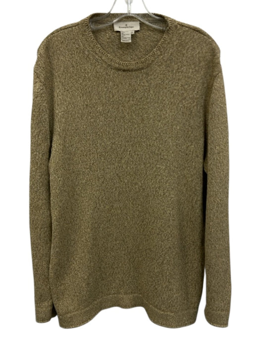 Zegna Size L Tan Cotton Blend Knit Crew Neck Men's Sweater Tan / L