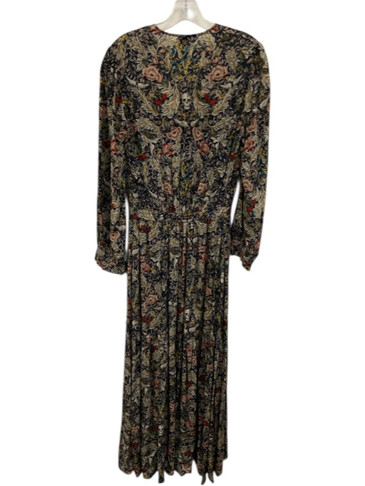 Zadig & Voltaire Size XS Navy Blue, Beige, Multi Viscose Long Sleeve Maxi Dress Navy Blue, Beige, Multi / XS