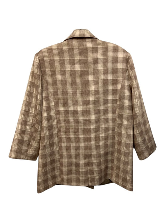 Lioness Size S Cream & Light Brown Polyester Double Breast Plaid Blazer Jacket Cream & Light Brown / S