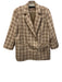 Lioness Size S Cream & Light Brown Polyester Double Breast Plaid Blazer Jacket Cream & Light Brown / S