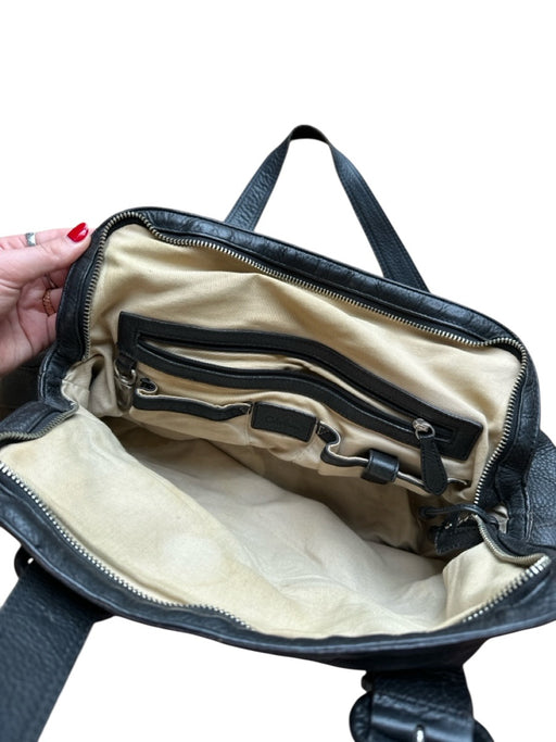 Cole Haan Black Leather Top Handles Zip Close Tote Bag Black / M