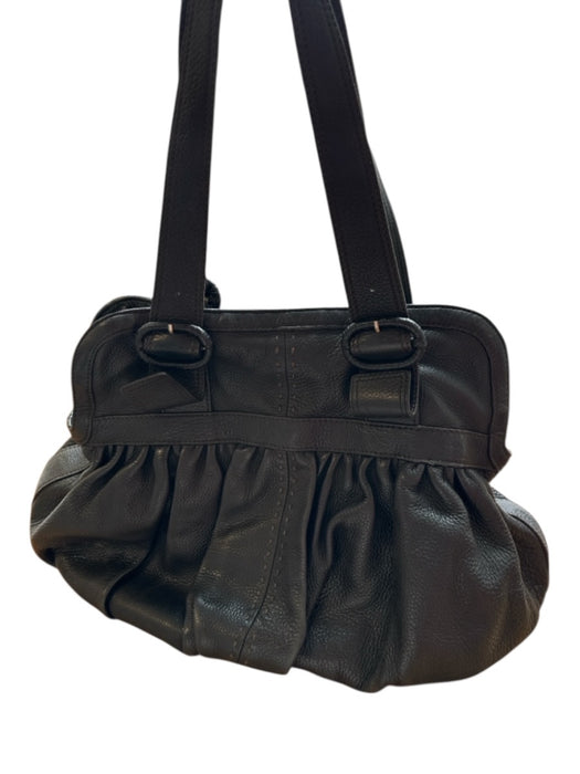 Cole Haan Black Leather Top Handles Zip Close Tote Bag Black / M