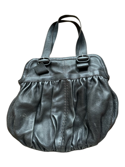 Cole Haan Black Leather Top Handles Zip Close Tote Bag Black / M