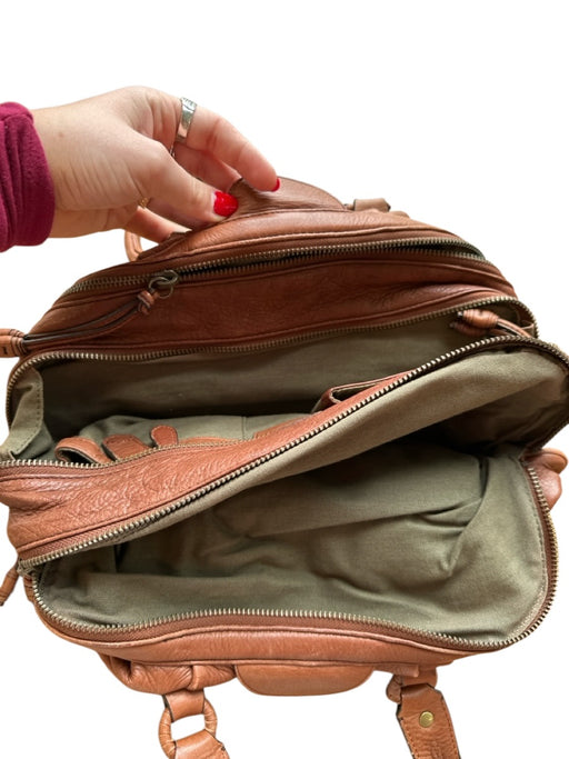Cole Haan Brown Leather Top Handles Zip Close Tote Bag Brown / M