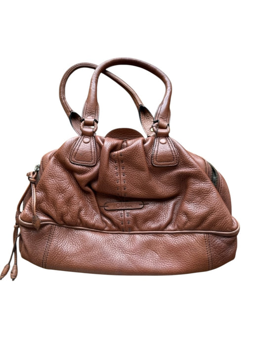 Cole Haan Brown Leather Top Handles Zip Close Tote Bag Brown / M