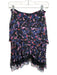 Jason Wu Size Est M Black & Purple Silk Back Zip Floral Tiered Knee length Skirt Black & Purple / Est M