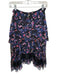 Jason Wu Size Est M Black & Purple Silk Back Zip Floral Tiered Knee length Skirt Black & Purple / Est M