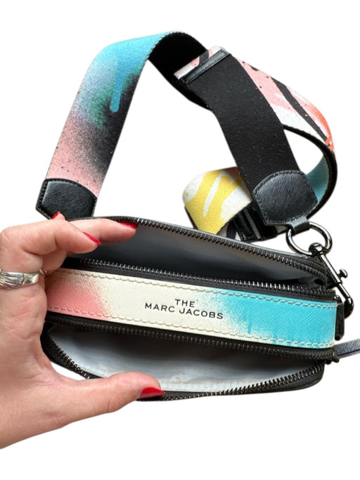 Marc Jacobs Blue & Peach Leather Canvas Strap Paint Splatter Crossbody Bag Blue & Peach / S