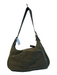 Longchamp Green Leather & Fabric Top Strap Zip Close Inside & Out Pockets Bag Green