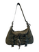 Longchamp Green Leather & Fabric Top Strap Zip Close Inside & Out Pockets Bag Green