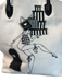 Twin Set Black & White Canvas Two Handle Zip Close Illustration Bag Black & White