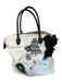 Twin Set Black & White Canvas Two Handle Zip Close Illustration Bag Black & White