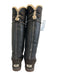 Ugg Shoe Size 8 Dark Brown & Cream Print Leather Faux Shearling Buttons Boots Dark Brown & Cream Print / 8
