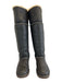 Ugg Shoe Size 8 Dark Brown & Cream Print Leather Faux Shearling Buttons Boots Dark Brown & Cream Print / 8