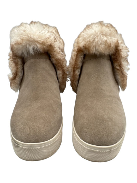 J/Slides Shoe Size 9M Gray & Beige Suede leather Faux Fur High Top Sneakers Gray & Beige / 9M
