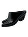 Fendi Shoe Size 38.5 Black Leather Mule semi- pointed toe Block Heel Shoes Black / 38.5